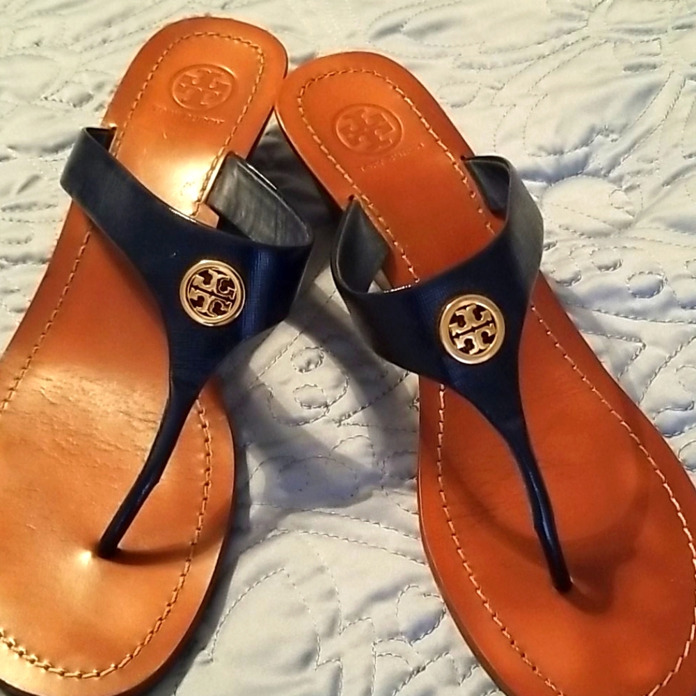 Tory Burch Navy Blue Thong Sandals